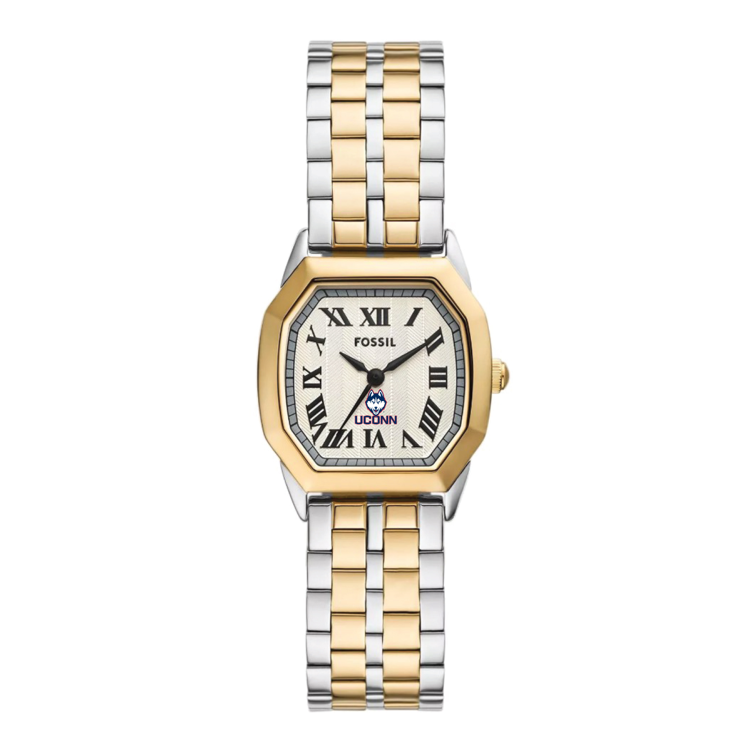 Fossil  UConn Huskies Harlow Three-Hand Two-Tone Stainless Steel Watch