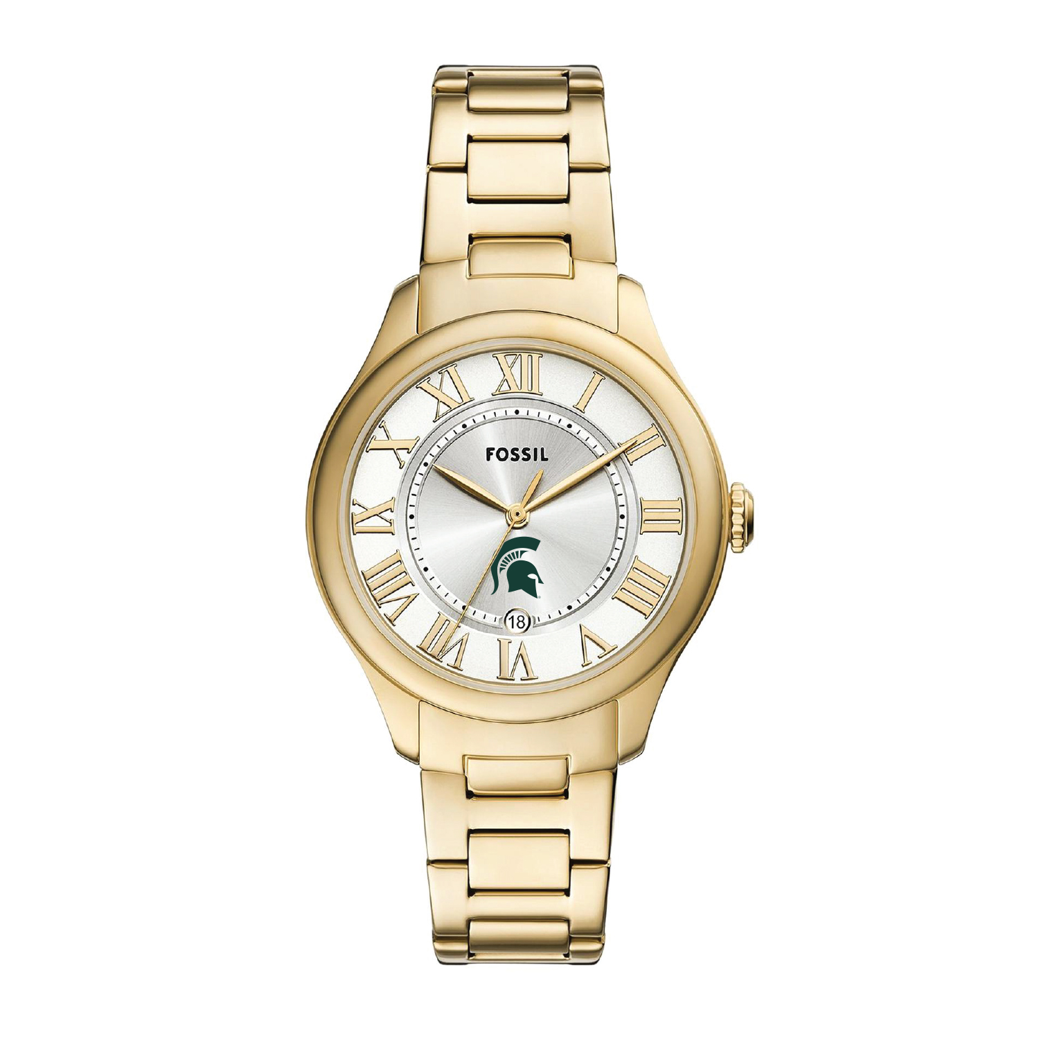 Fossil  Michigan State Spartans Gilmore Gold Stainless Steel Watch
