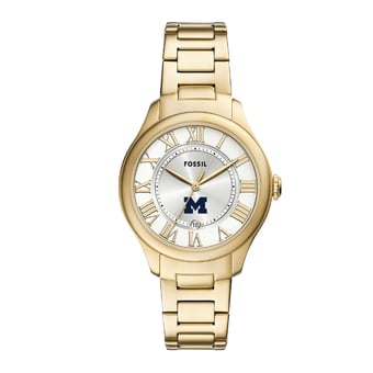 Fossil  Michigan Wolverines Gilmore Gold Stainless Steel Watch