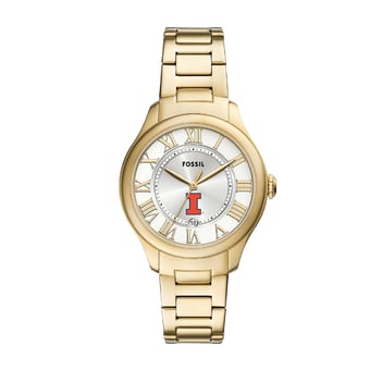 Fossil  Illinois Fighting Illini Gilmore Gold Stainless Steel Watch