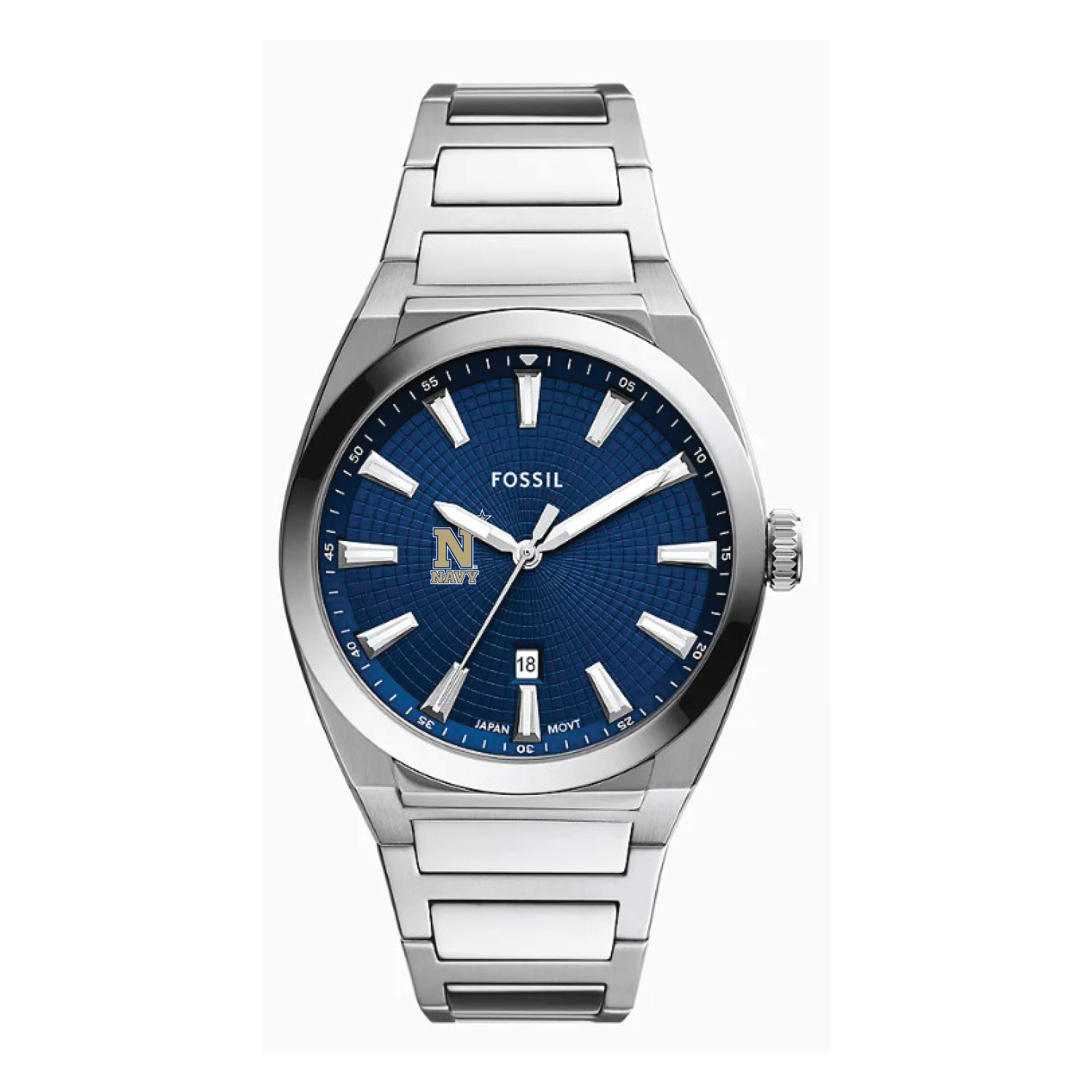 Fossil  Navy Midshipmen Everett Three-Hand Date Stainless Steel Watch