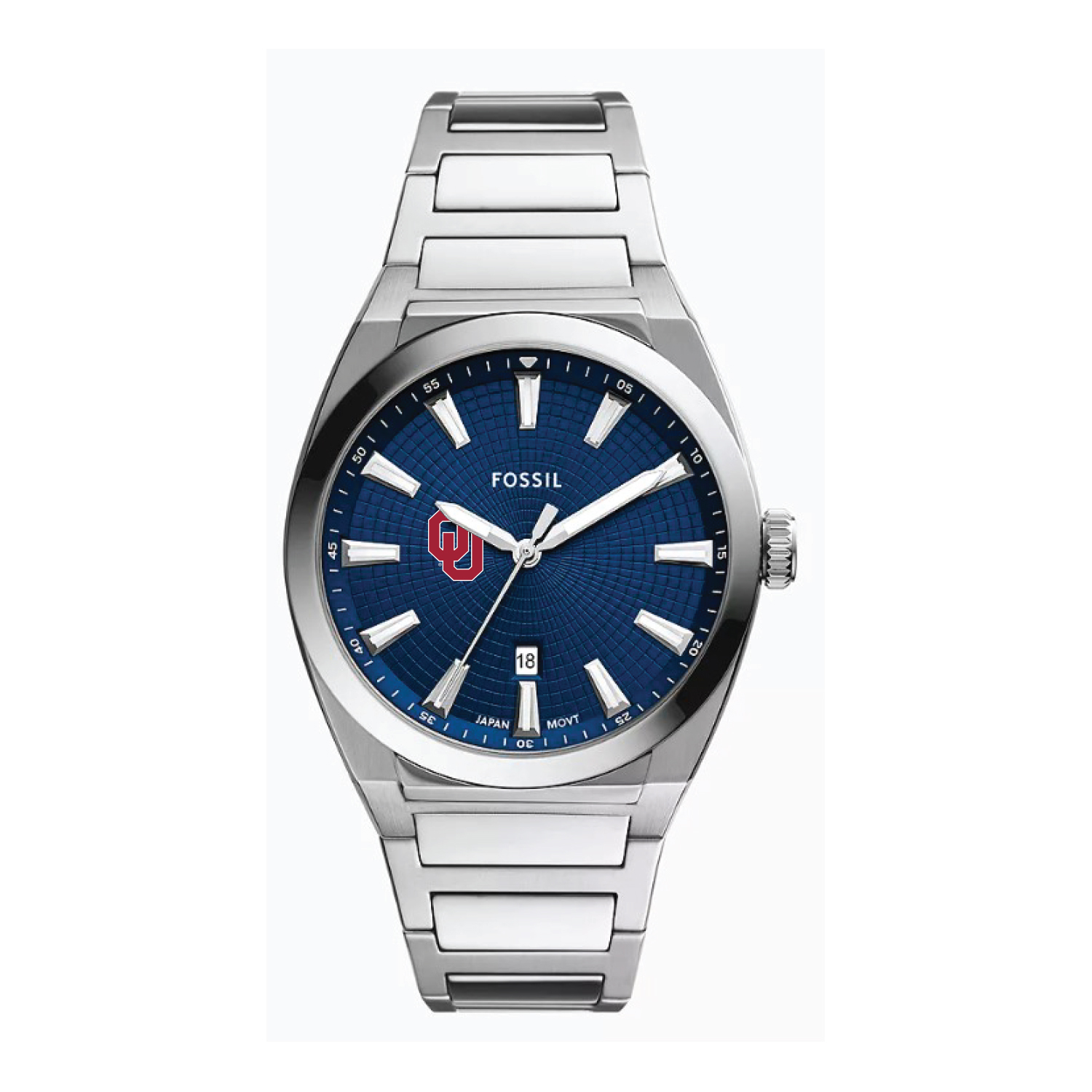 Fossil  Oklahoma Sooners Everett Three-Hand Date Stainless Steel Watch
