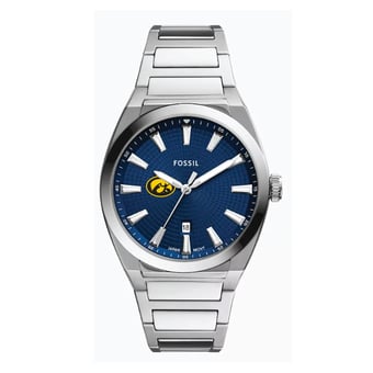 Fossil  Iowa Hawkeyes Everett Three-Hand Date Stainless Steel Watch