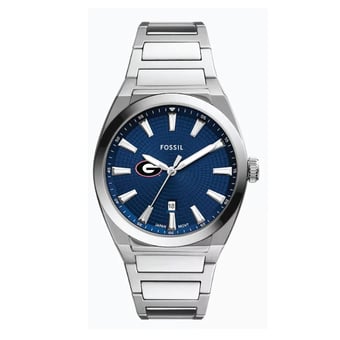 Fossil  Georgia Bulldogs Everett Three-Hand Date Stainless Steel Watch