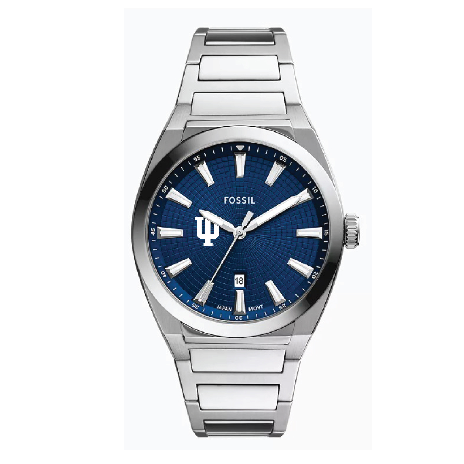 Fossil  Indiana Hoosiers Everett Three-Hand Date Stainless Steel Watch