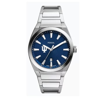 Fossil  Indiana Hoosiers Everett Three-Hand Date Stainless Steel Watch