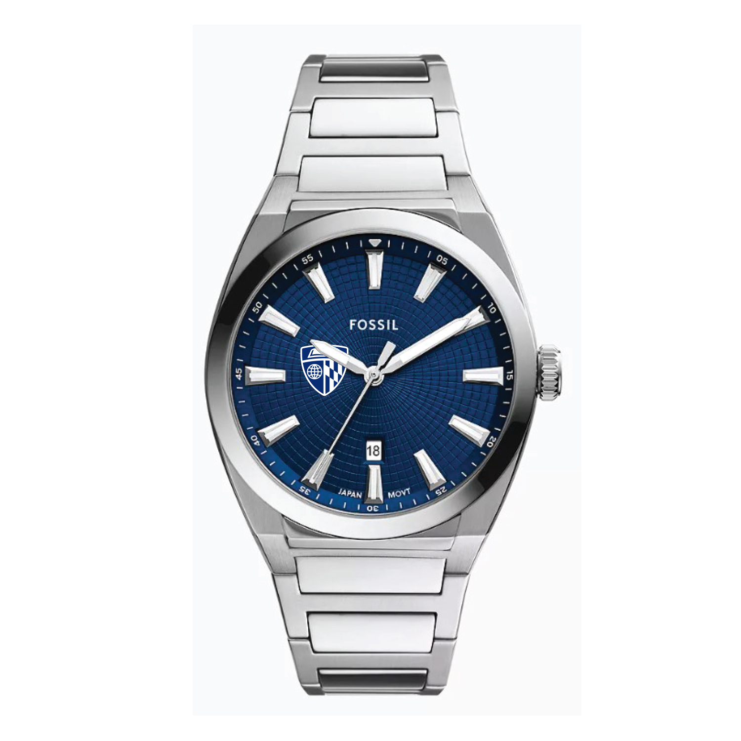 Fossil  Johns Hopkins Blue Jays Everett Three-Hand Date Stainless Steel Watch