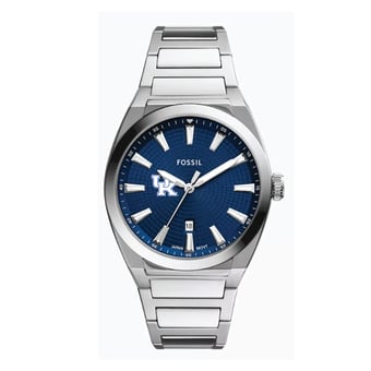 Fossil  Kentucky Wildcats Everett Three-Hand Date Stainless Steel Watch