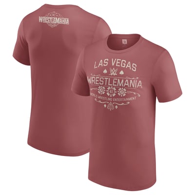 Men's Maroon WrestleMania 41 Vintage Poker Chips T-Shirt