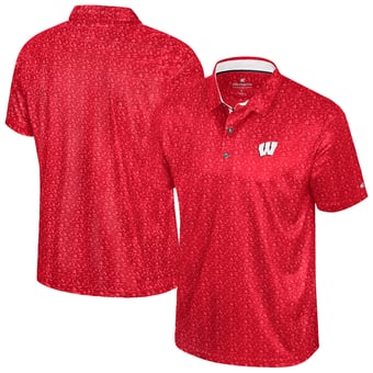 Men's Colosseum  Red Wisconsin Badgers Football Print Polo