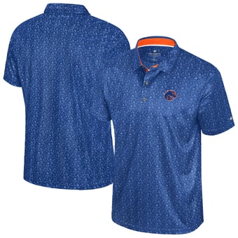 Men's Colosseum  Royal Boise State Broncos Football Print Polo