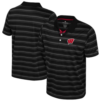 Men's Colosseum  Black Wisconsin Badgers Milk Steak Polo