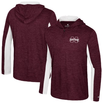 Men's Colosseum Maroon Mississippi State Bulldogs Always Sunny Quarter-Zip Hoodie