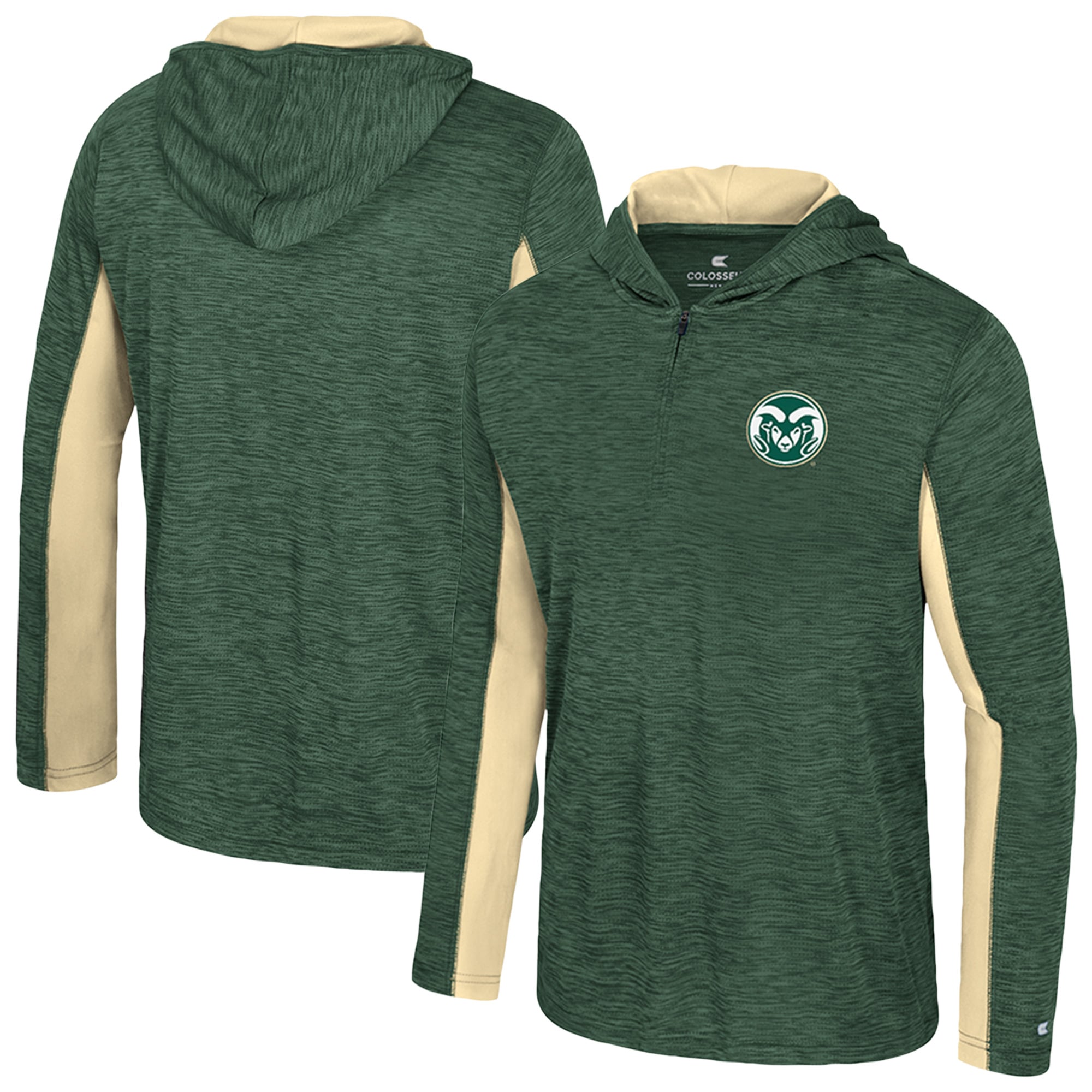 Men's Colosseum Green Colorado State Rams Always Sunny Quarter-Zip Hoodie