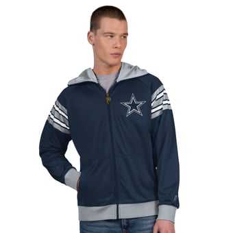 Men's Pro Player Navy/Gray Dallas Cowboys Helmet Full-Zip Hooded Track Jacket