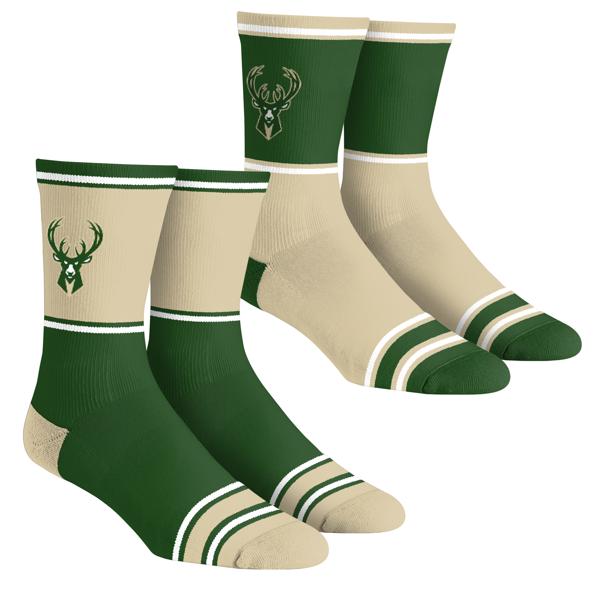 Unisex Rock Em Milwaukee Bucks 2-Pack Color Block Crew Socks Set