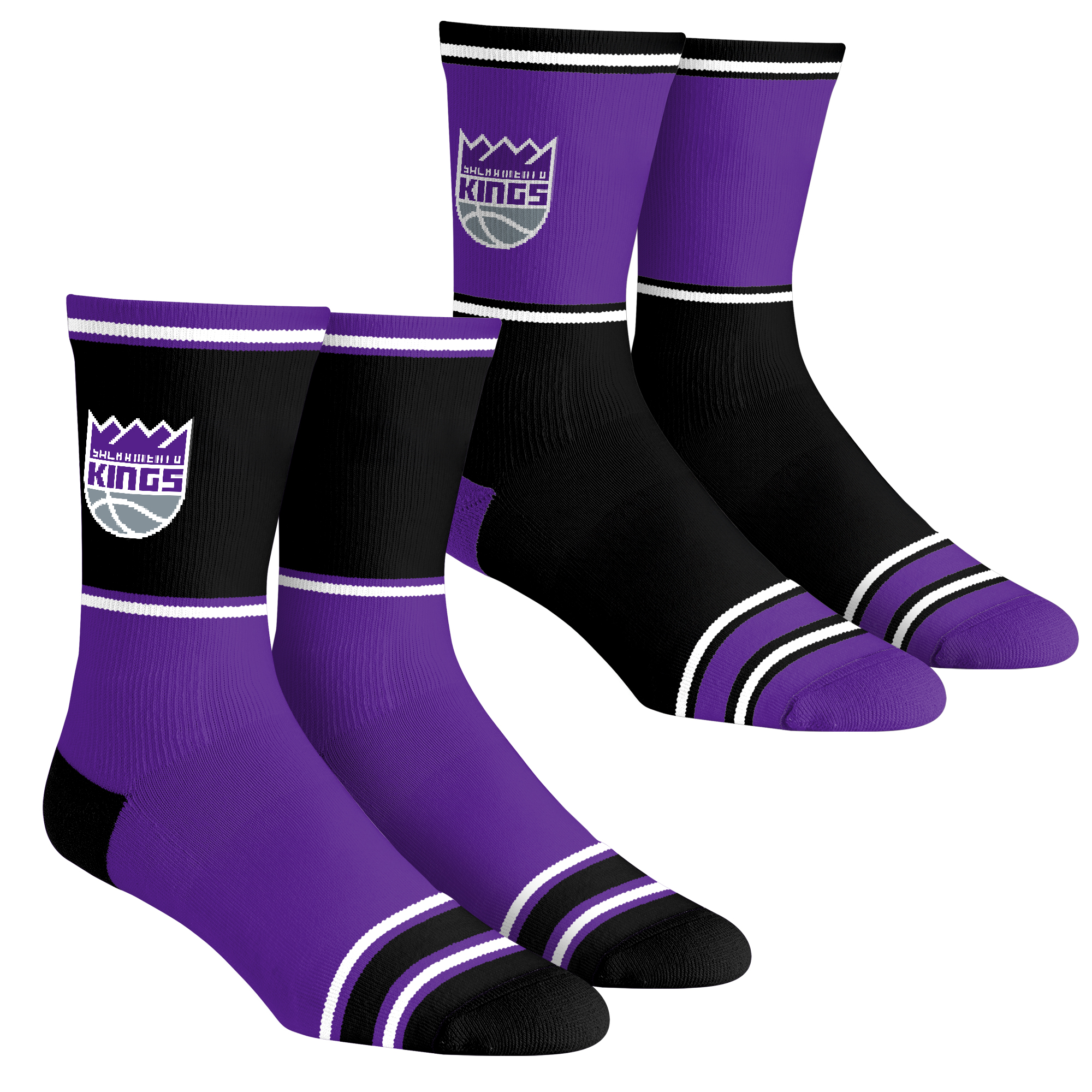 Unisex Rock Em Sacramento Kings 2-Pack Color Block Crew Socks Set