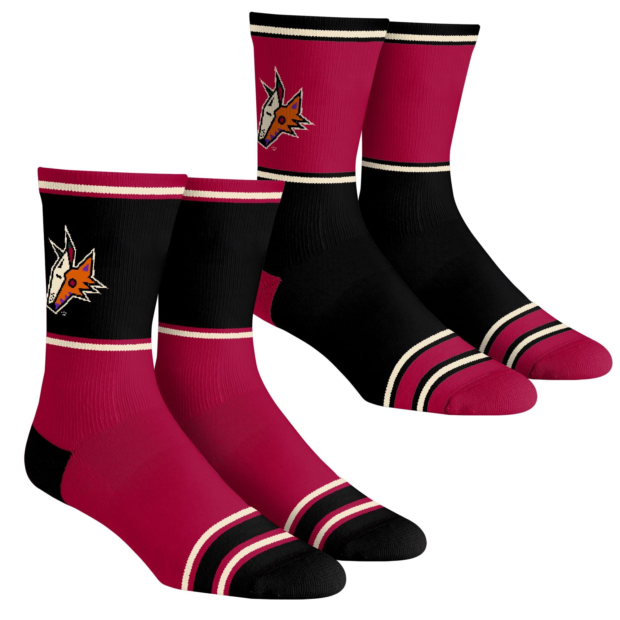 Unisex Rock Em Socks  Arizona Coyotes 2-Pack Color Block Crew Socks Set