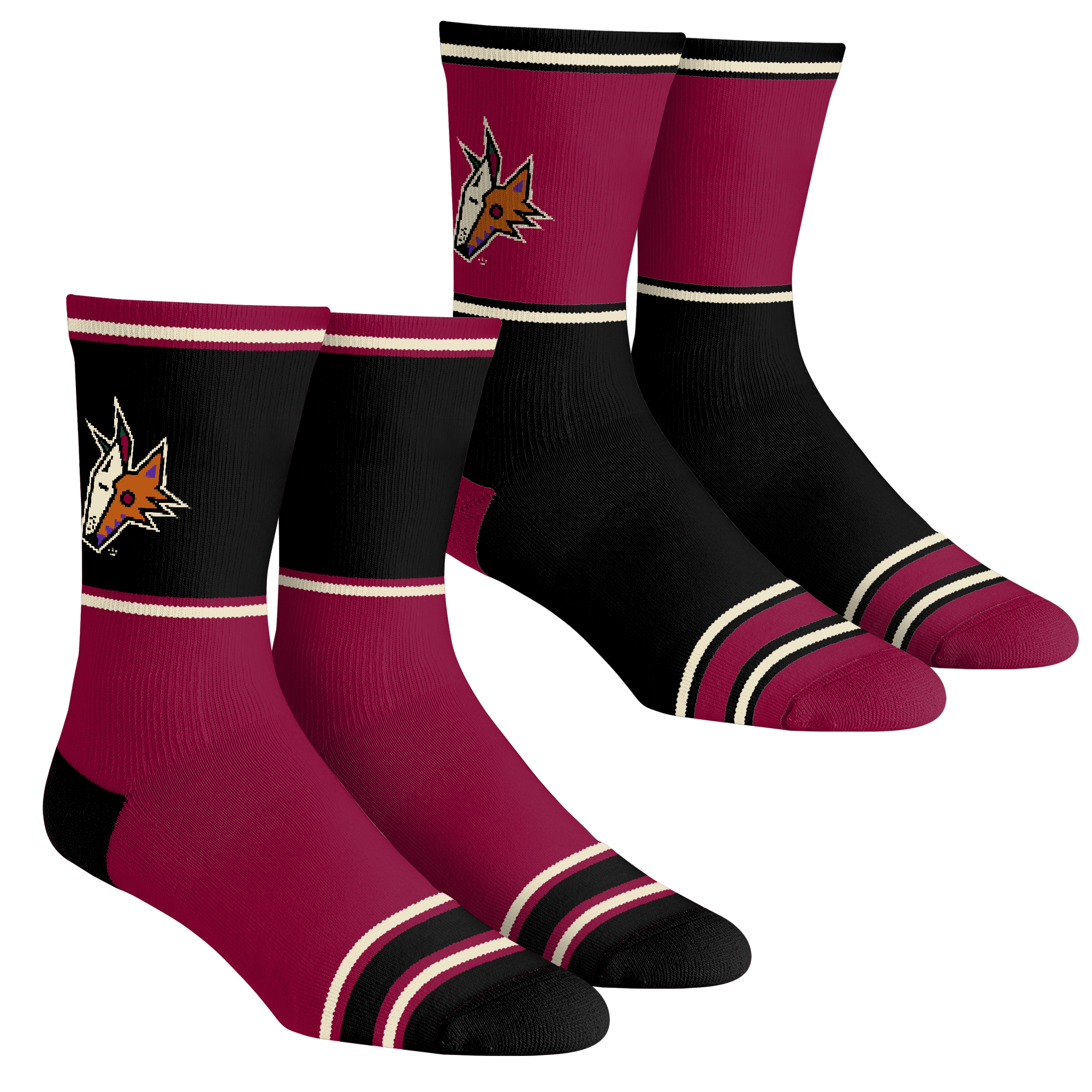 Youth Rock Em Arizona Coyotes 2-Pack Color Block Crew Socks Set Youth Rock Em Arizona Coyotes 2-Pack Color Block Crew Socks Set