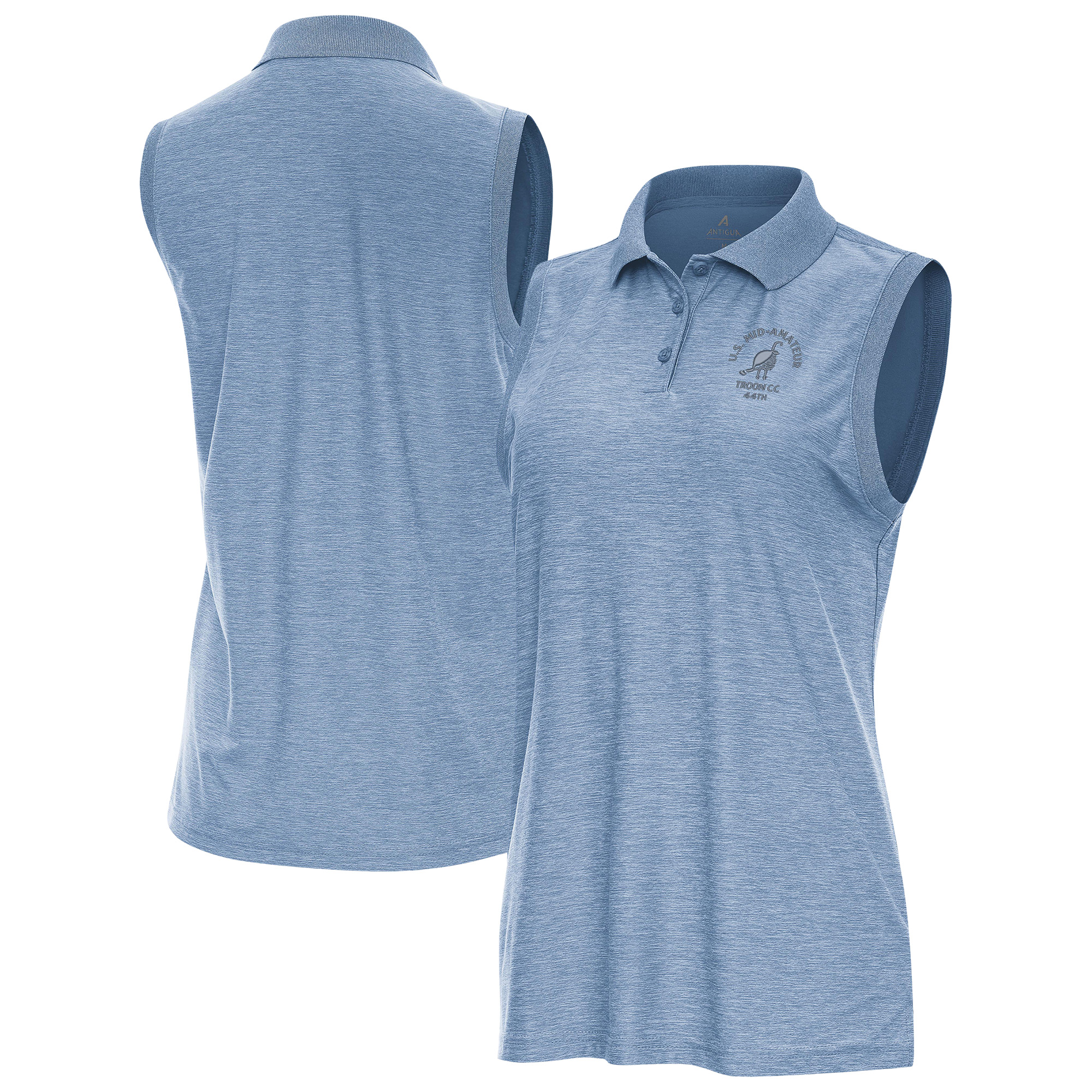 Women’s 2025 U.S. Mid-Amateur Antigua Heather Aqua Recap Sleeveless Polo Women’s 2025 U.S. Mid-Amateur Antigua Heather Aqua Recap Sleeveless Polo