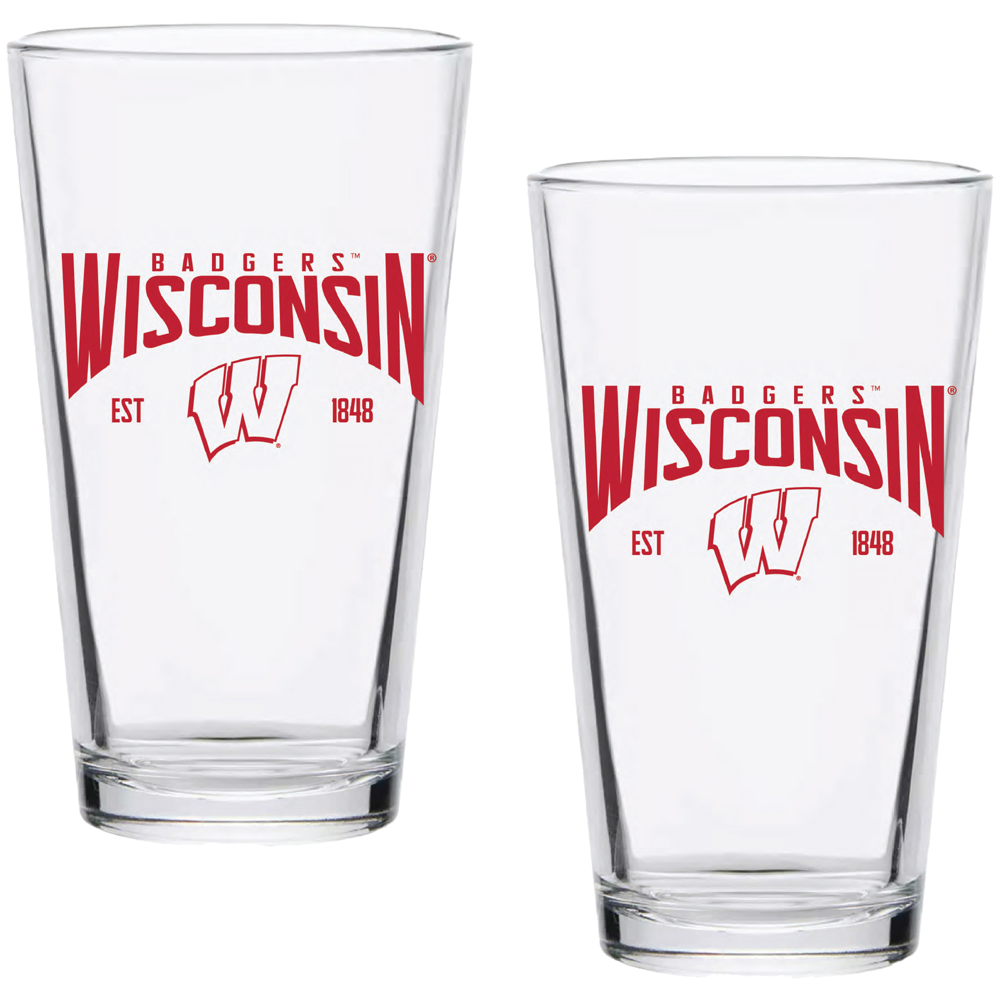 Wisconsin Badgers Two-Pack 16oz. Established Pint Glass Set