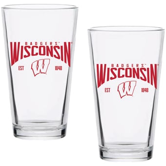 Wisconsin Badgers Two-Pack 16oz. Established Pint Glass Set