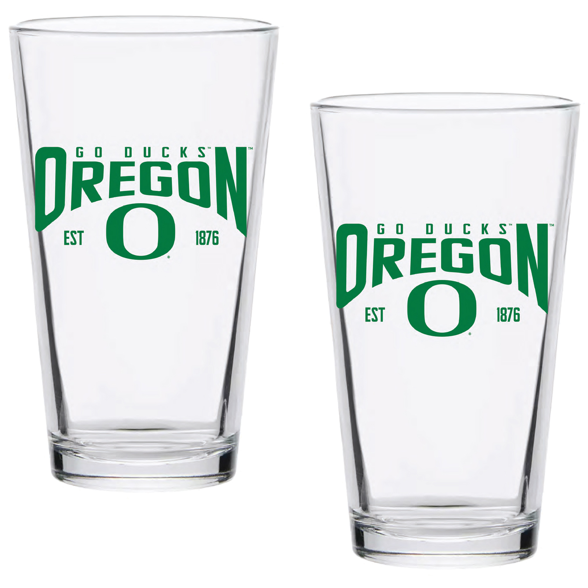 Oregon Ducks Two-Pack 16oz. Established Pint Glass Set