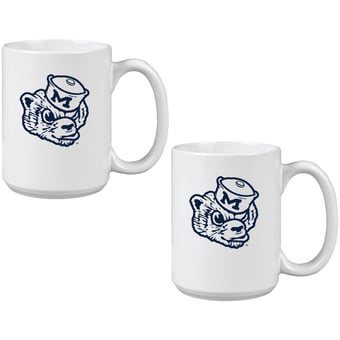 Michigan Wolverines Two Pack 15oz. Vault Sketch Ceramic Mug Set