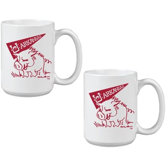 Arkansas Razorbacks Two Pack 15oz. Vault Sketch Ceramic Mug Set