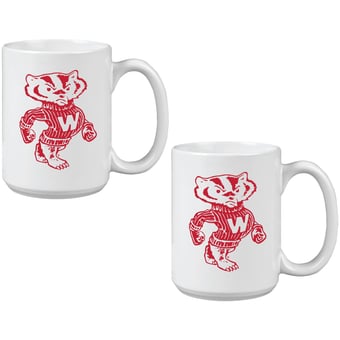 Wisconsin Badgers Vintage Sketch 15oz 2-Pack Mug Set