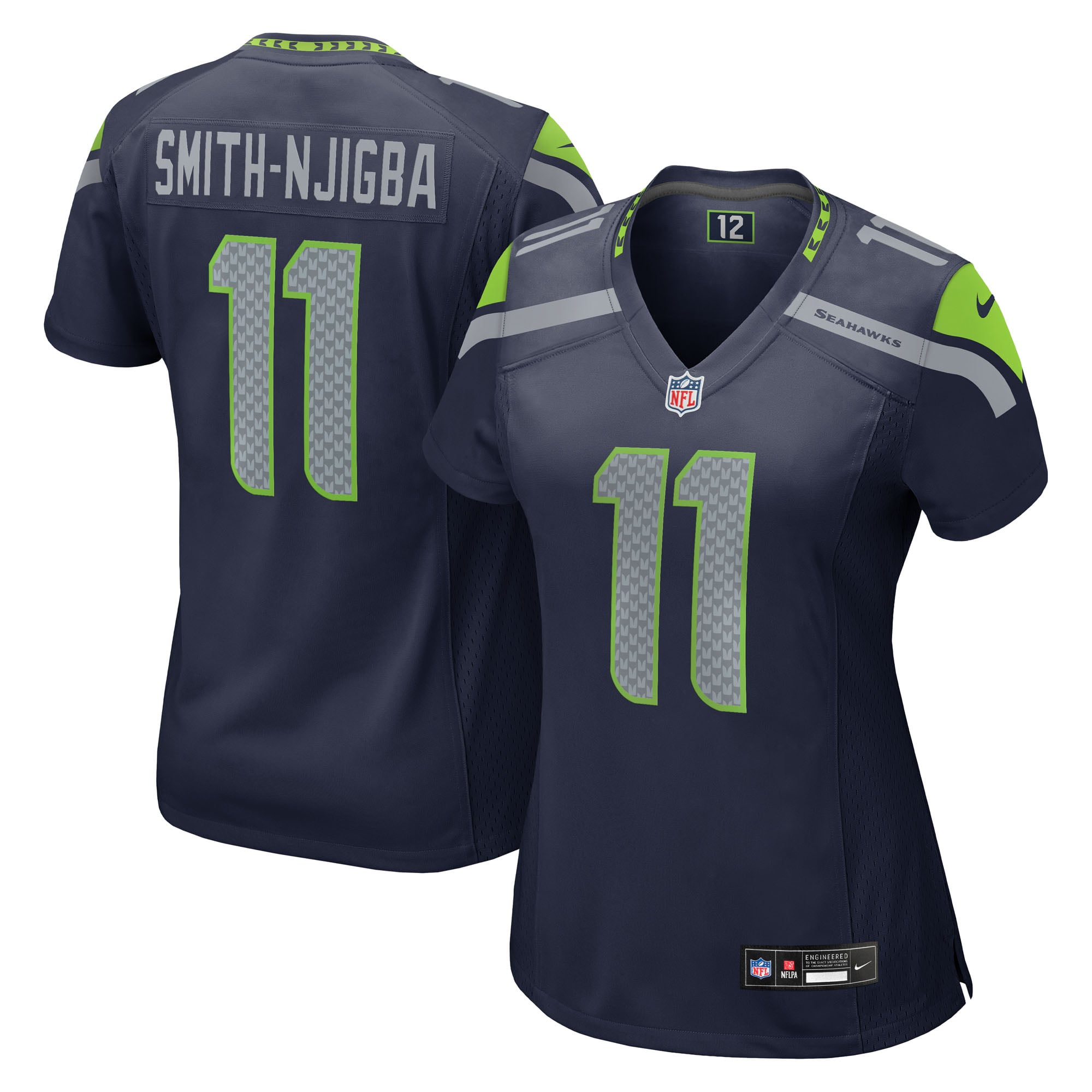 Camiseta Nike Game de la 1ª equipación del Seattle Seahawks - Marina de la universidad - Jaxon Smith-Njigba - Mujer