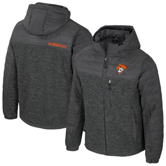 Men's Colosseum Charcoal Oklahoma State Cowboys Nightman Full-Zip Hoodie Puffer Jacket