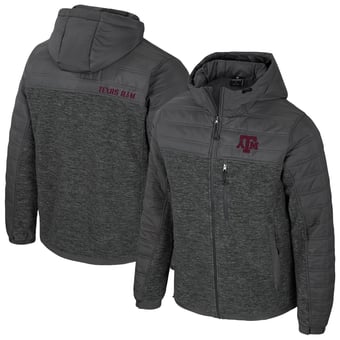 Men's Colosseum Charcoal Texas A&M Aggies Nightman Full-Zip Hoodie Puffer Jacket