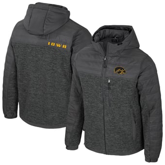 Men's Colosseum Charcoal Iowa Hawkeyes Nightman Full-Zip Hoodie Puffer Jacket