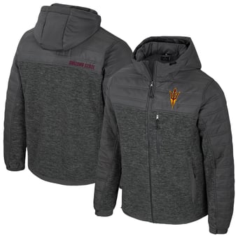 Men's Colosseum Charcoal Arizona State Sun Devils Nightman Full-Zip Hoodie Puffer Jacket