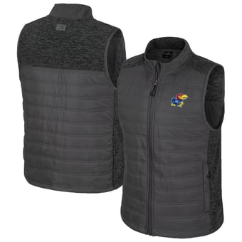 Men's Colosseum Charcoal Kansas Jayhawks Nightman Full-Zip Puffer Vest