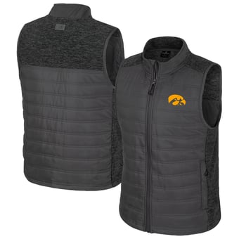 Men's Colosseum Charcoal Iowa Hawkeyes Nightman Full-Zip Puffer Vest
