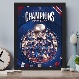 Affiche PSG Champions 2025 - Encadrée - A4, vue 3