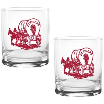 Oklahoma Sooners Vintage Sketch 14oz 2-Pack Glass Set