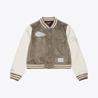 Women's Mitchell & Ness  Tan Kansas City Chiefs Full-Snap Varsity Jacket