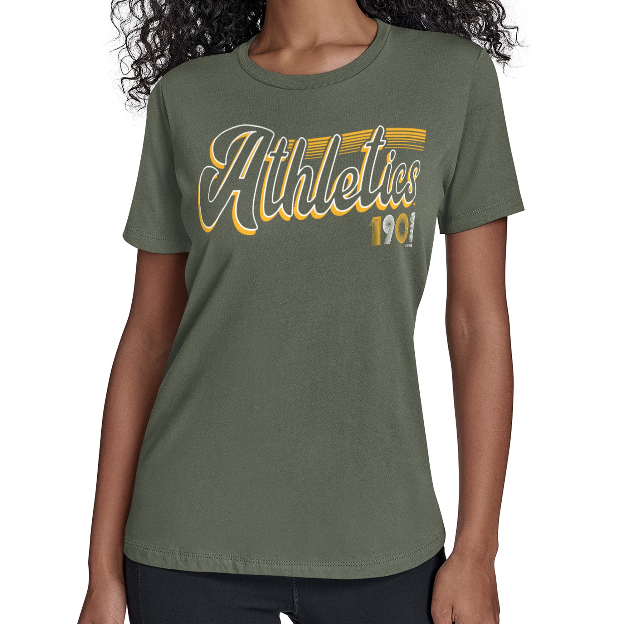 Women's Starter  Green Athletics Groovy Script Team Fitted T-Shirt