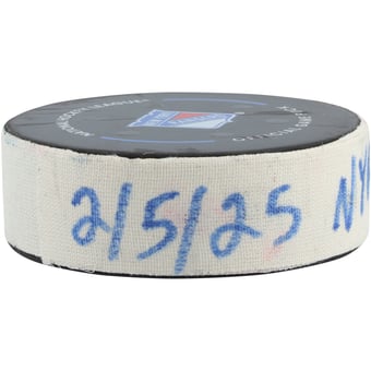 Artemi Panarin New York Rangers Game-Used Goal Puck vs. Boston Bruins on February 5, 2025
