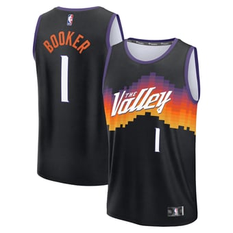 Youth Fanatics Devin Booker Black Phoenix Suns 2025/26 City Edition Fast Break Jersey