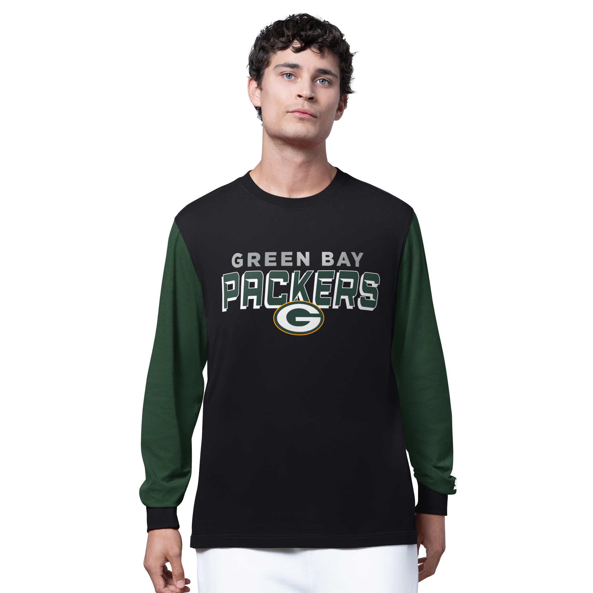 Men's Starter Black Green Bay Packers Thursday Night Gridiron Long Sleeve T-Shirt