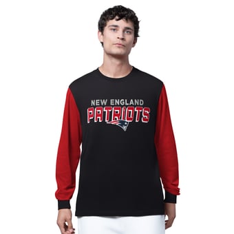 Men's Starter Black New England Patriots Thursday Night Gridiron Long Sleeve T-Shirt