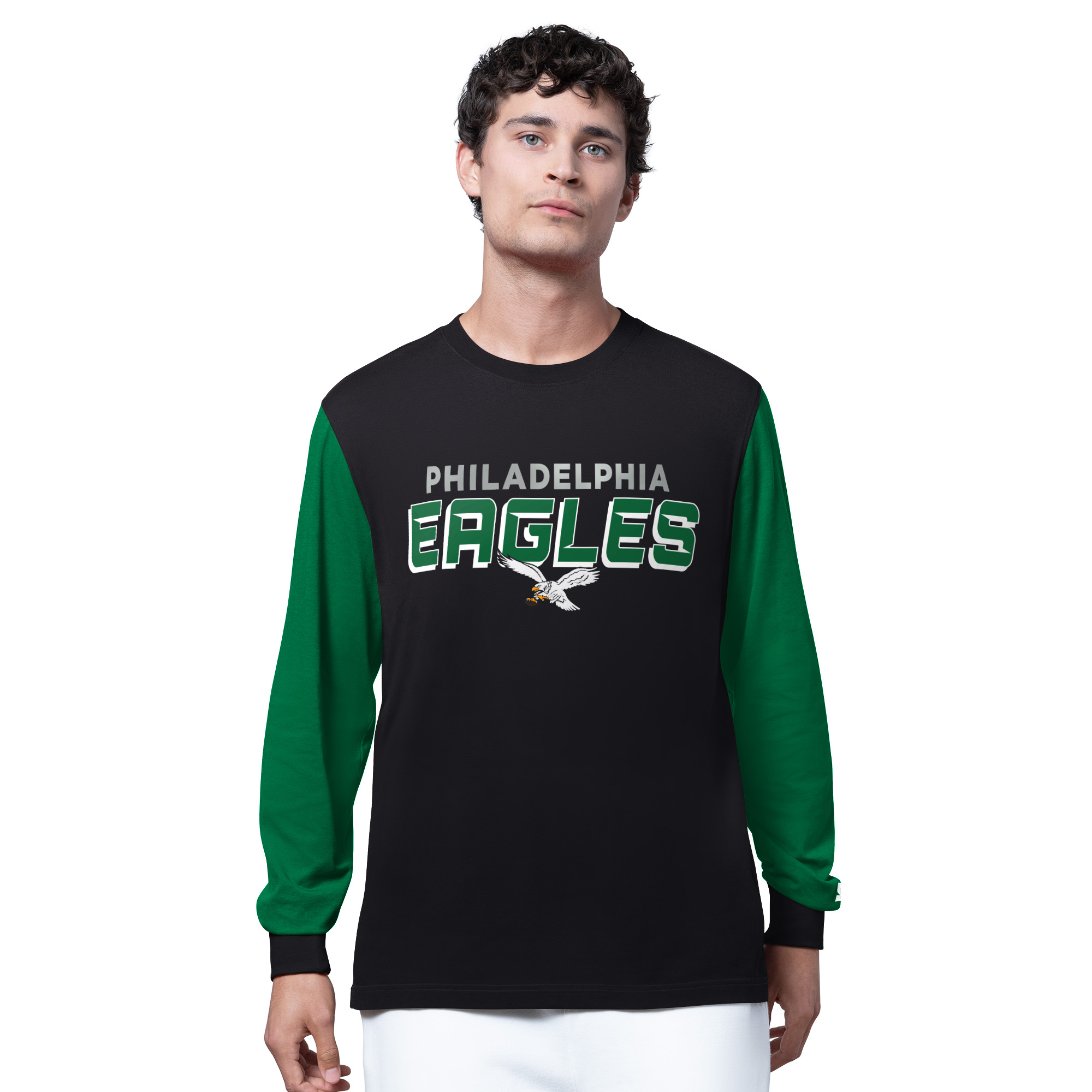 Men's Starter Black/Midnight Green Philadelphia Eagles Thursday Night Gridiron Long Sleeve T-Shirt