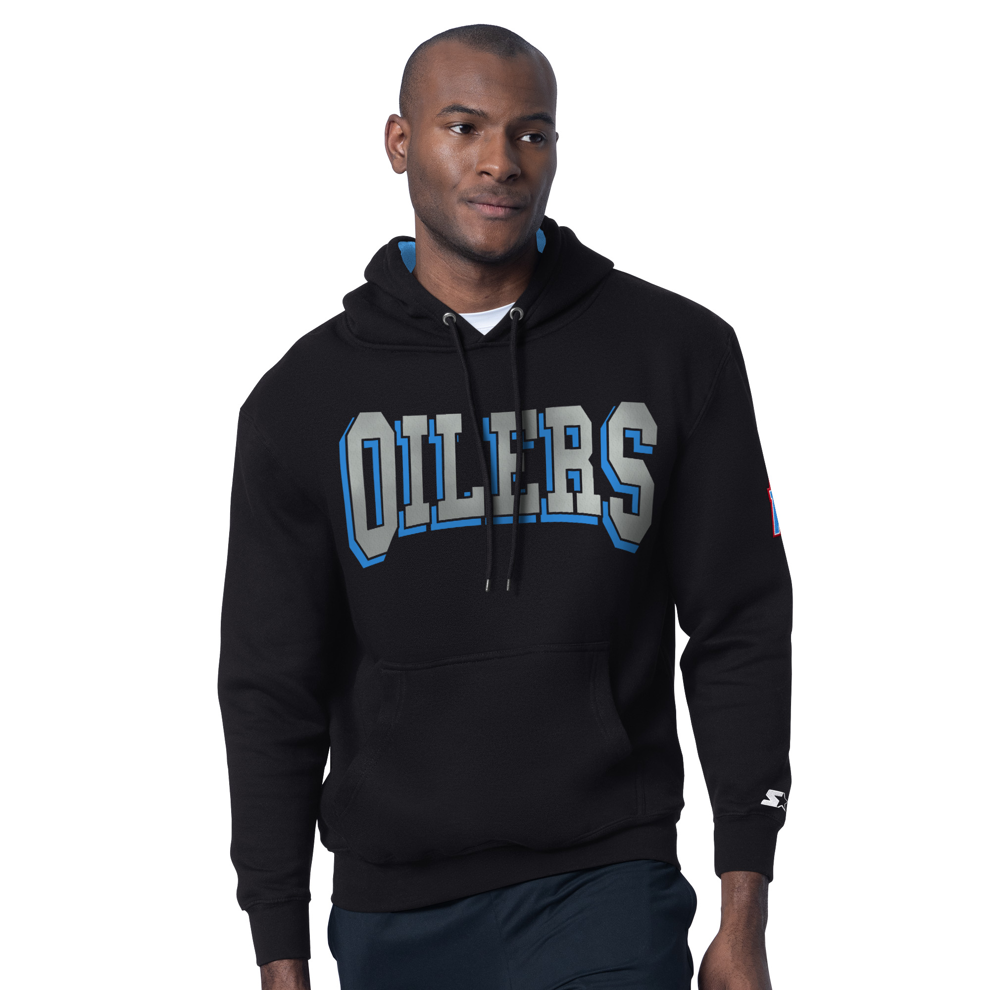 Men's Starter Black Tennessee Oilers Thursday Night Gridiron Hoodie with Vintage Logo