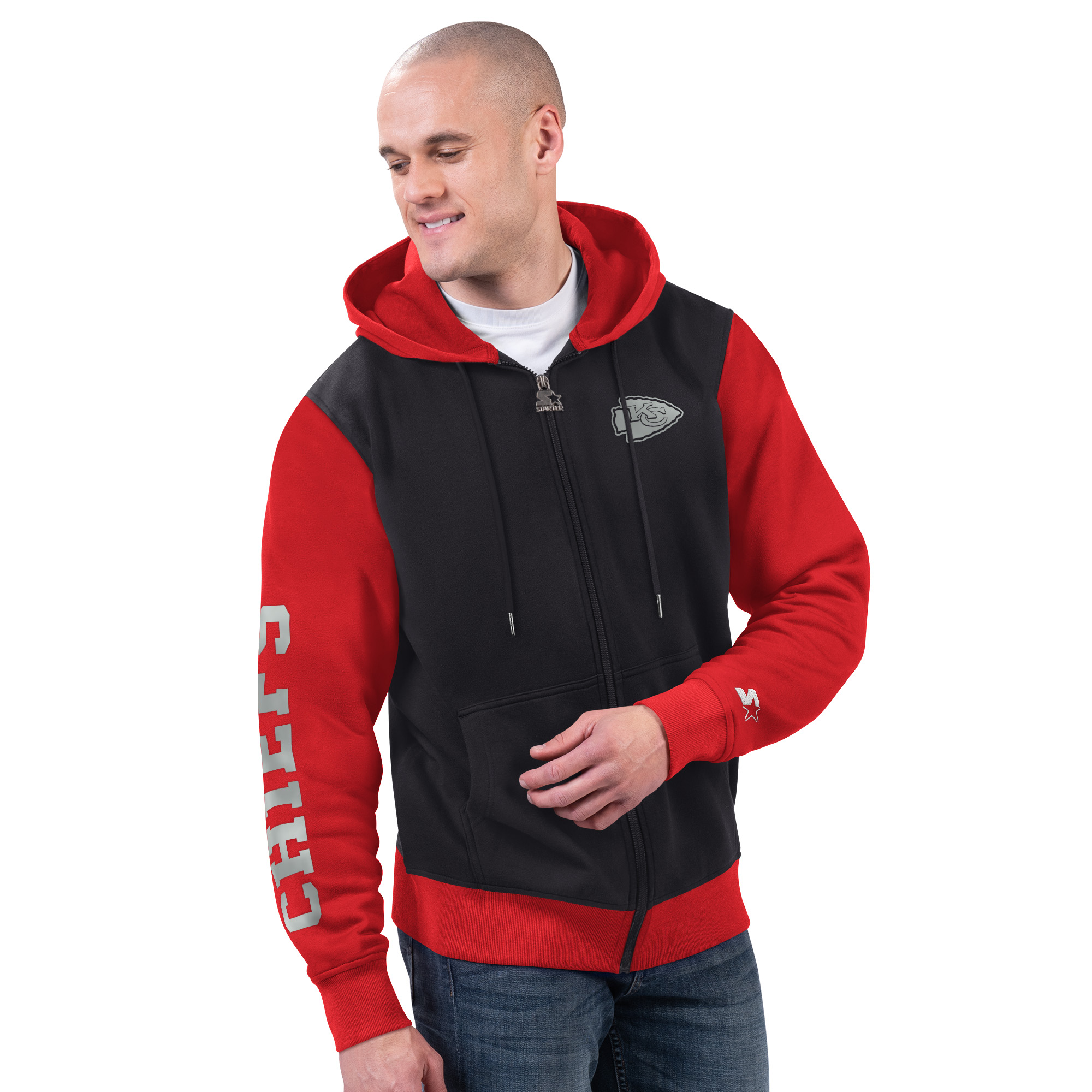 Men's Starter Black/Red Kansas City Chiefs Thursday Night Gridiron Full-Zip Hoodie