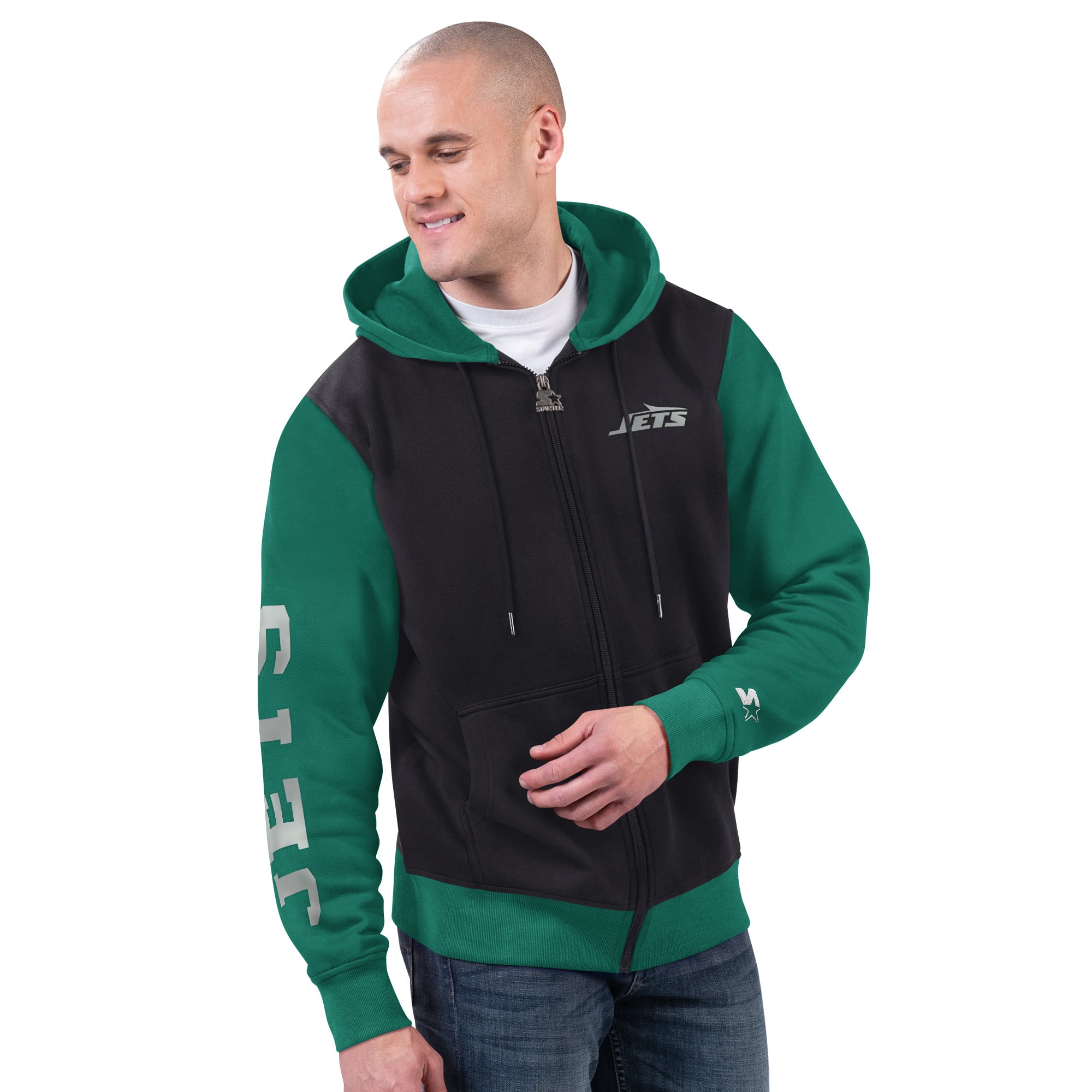 Men’s Starter Black/Green New York Jets Thursday Night Gridiron Full-Zip Hoodie Men’s Starter Black/Green New York Jets Thursday Night Gridiron Full-Zip Hoodie
