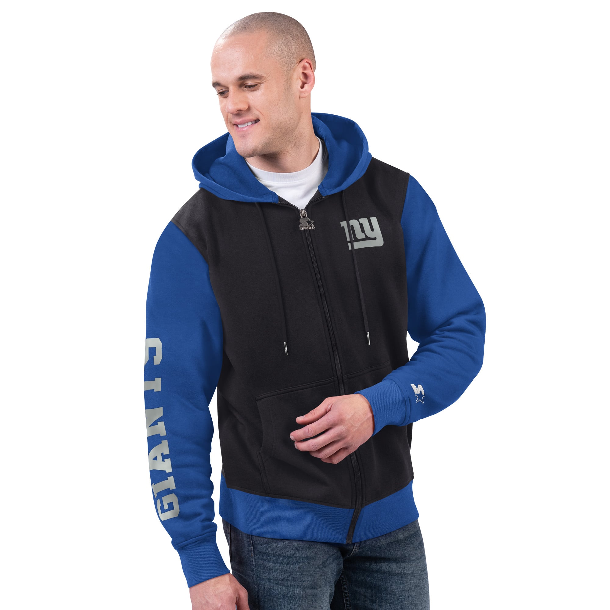 Men’s Starter Black/Royal New York Giants Thursday Night Gridiron Full-Zip Hoodie Men’s Starter Black/Royal New York Giants Thursday Night Gridiron Full-Zip Hoodie